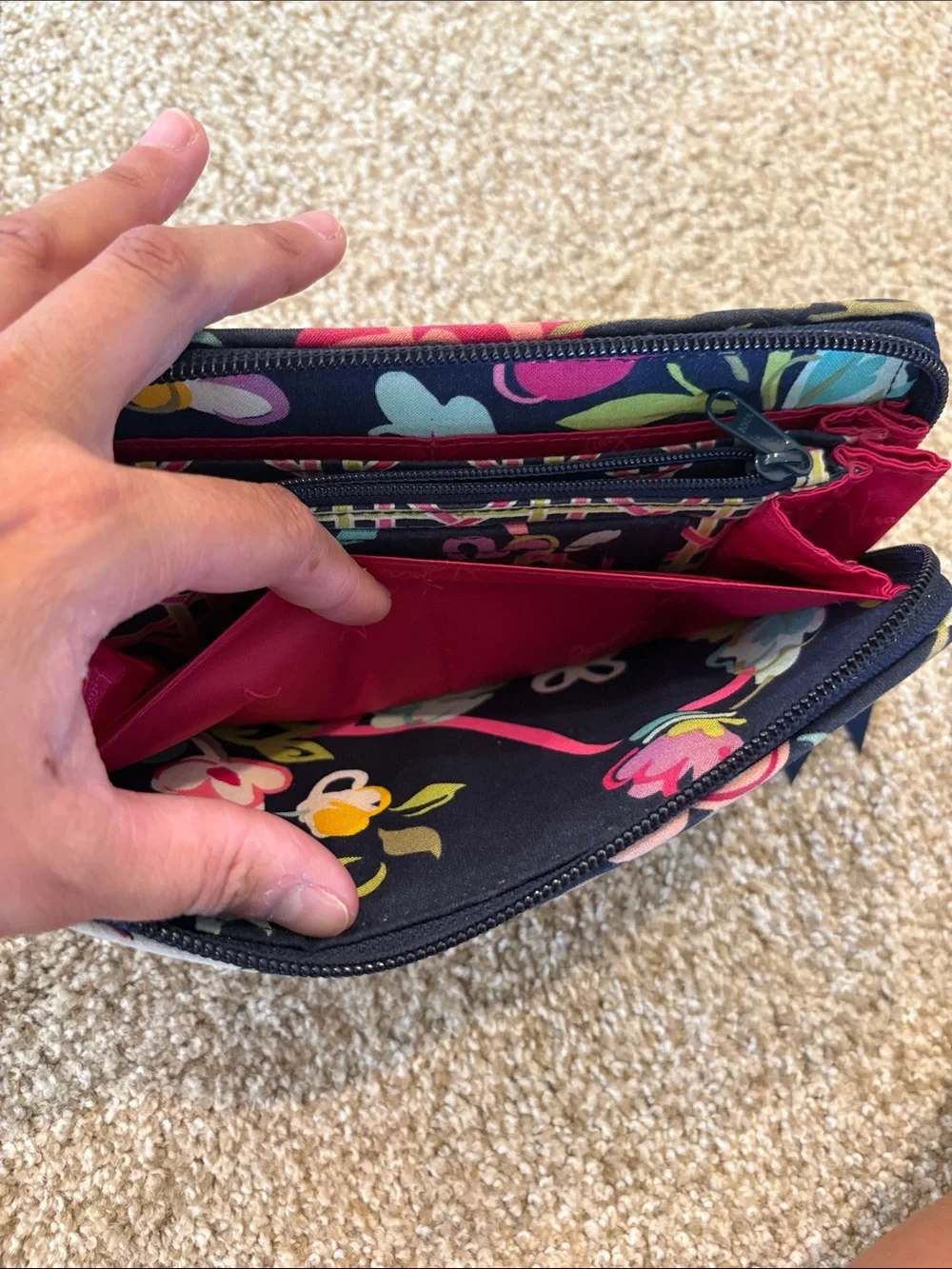 Vera Bradley Navy Quilted Floral Zip-Around Wallet
